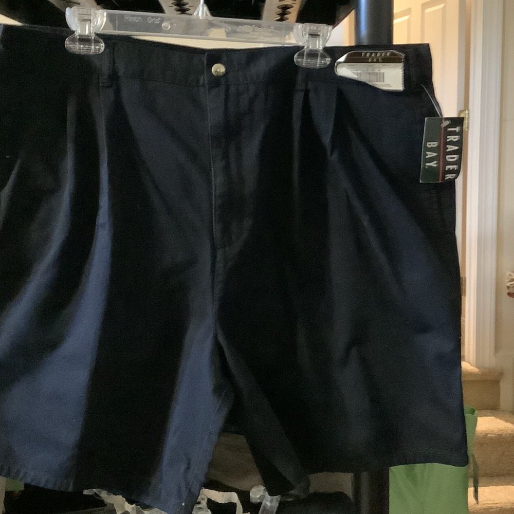 Trader Bay Men's Dark Blue Flat Front Shorts, 42‎